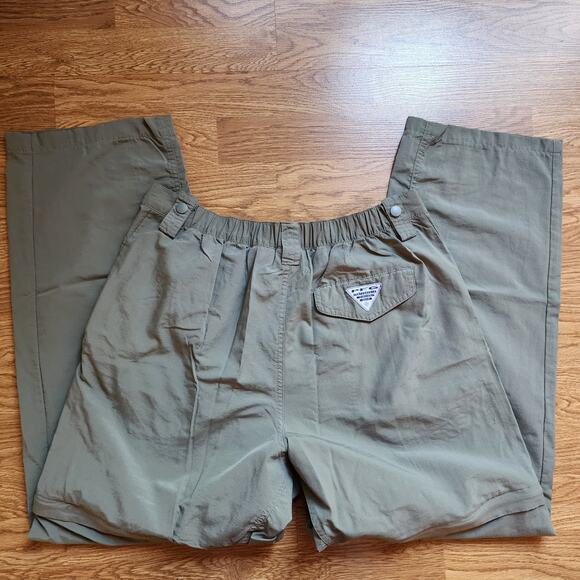 Columbia PFG Pants Mens Size 32 Fishing Gear 100% Nylon Green Zip-Off Leg - Picture 5 of 13